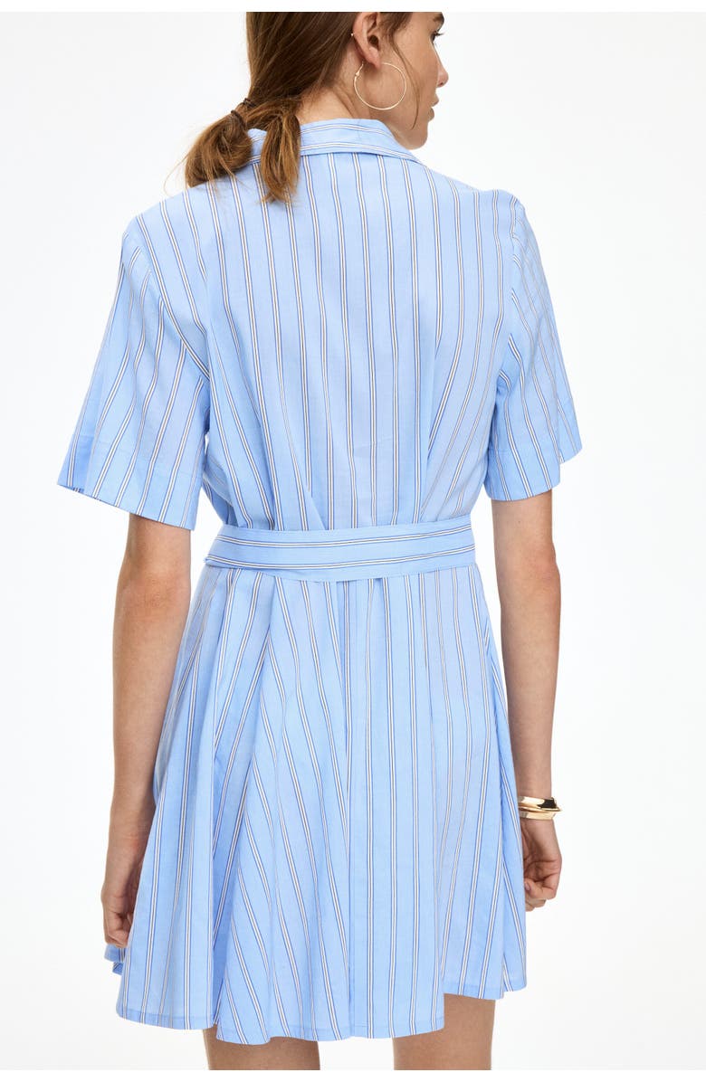 H&M Tie-belt Shirt Dress, Alternate, color, Light Blue/Striped