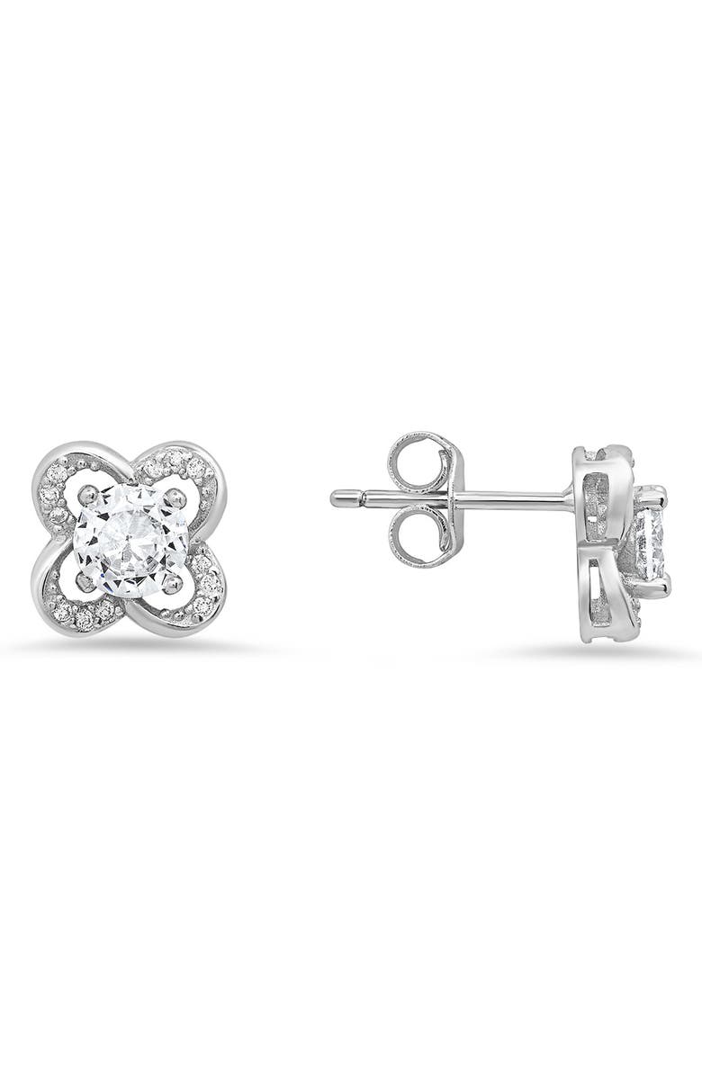 Queen Jewels Sterling Silver CZ Flower Stud Earrings, Main, color, 