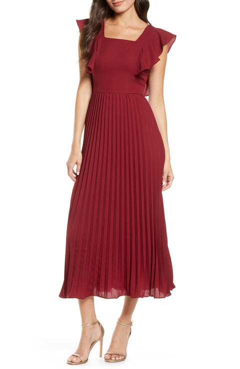 Ensra Ruffle Sleeve Midi Dress