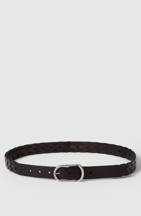 Braided leather belt