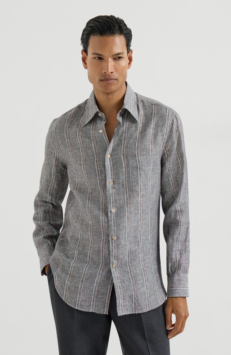 Brunello Cucinelli Shirt with chest pocket, Main, color, Grey
