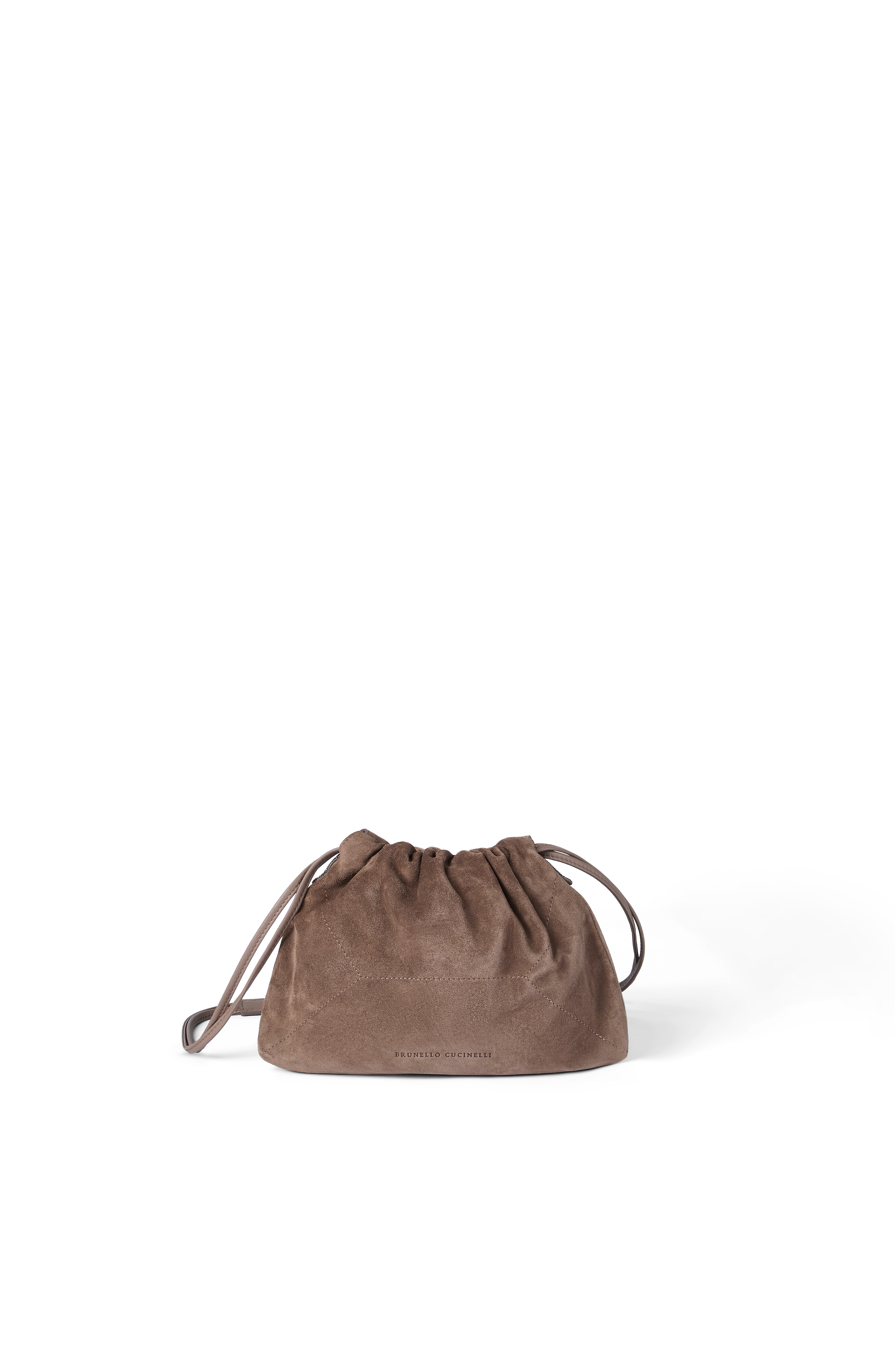 Brunello Cucinelli Suede BC Duo pouch bag, Main, color, Brown