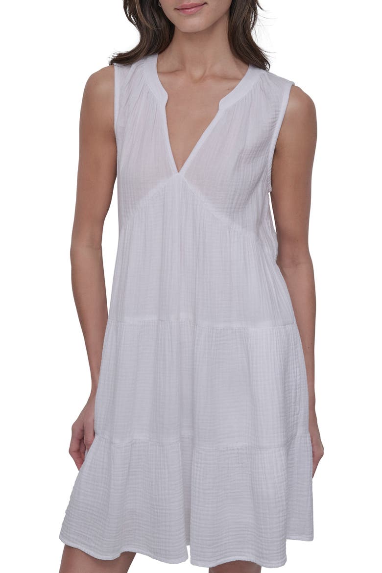 Double Crepe Cotton Gauze Dress, Alternate, color, WHITE