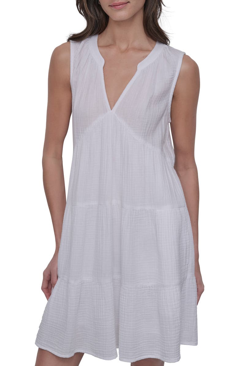 DKNY Jeans Double Crepe Cotton Gauze Dress, Alternate, color, White