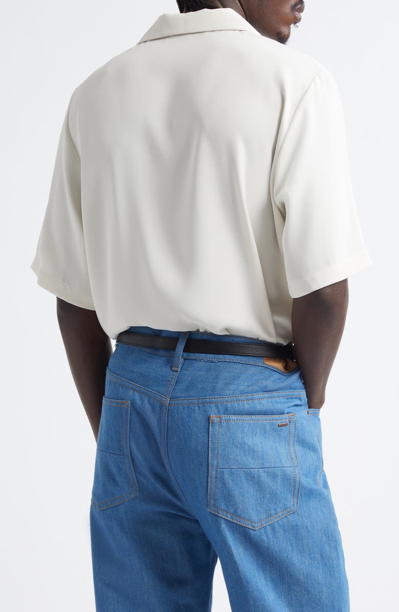 AMIRI Logo Embroidered Camp Shirt, Alternate, color, Alabaster