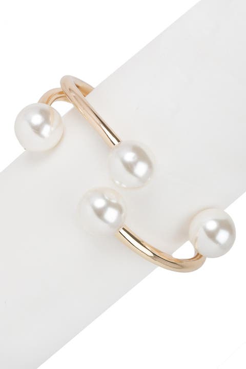 Hinged Faux Pearl Cuff