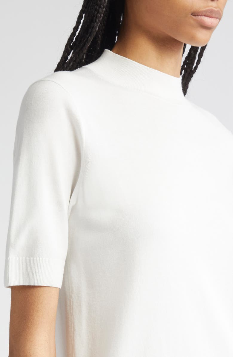 Lafayette 148 New York Mock Neck Short Sleeve Sweater, Alternate, color, Cloud