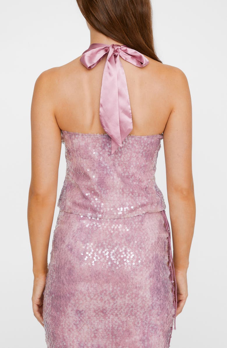 NASTY GAL Sequin Lace-Up Halter Top, Alternate, color, 