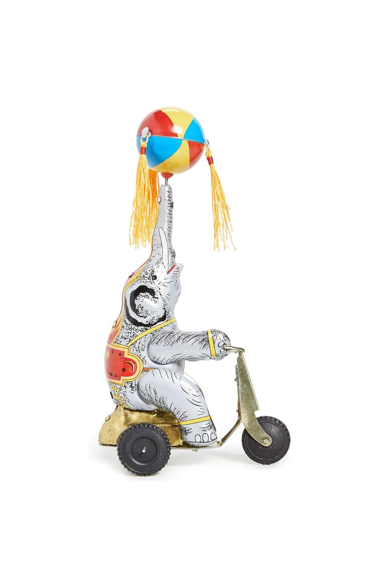 Schylling Tin Elephant On Bike, Main, color, Gray