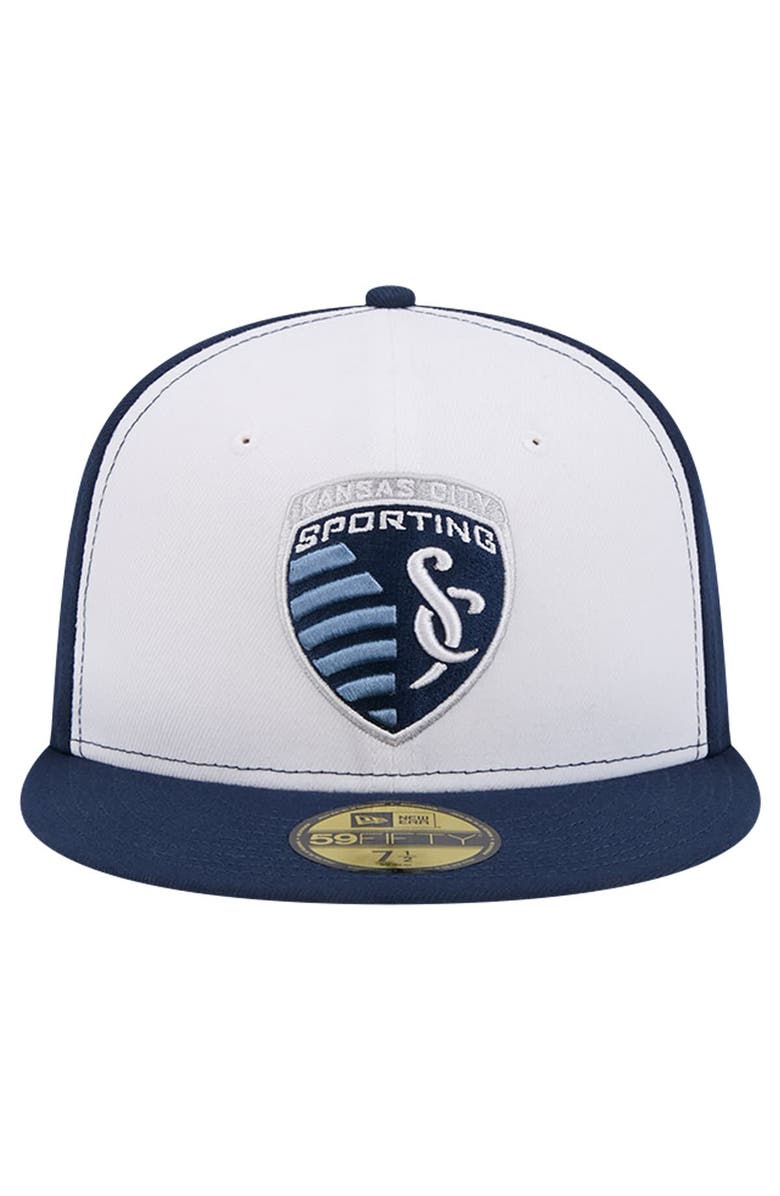 New Era Men's New Era White/Navy Sporting Kansas City 2024 Kick Off Collection 59FIFTY Fitted Hat, Alternate, color,