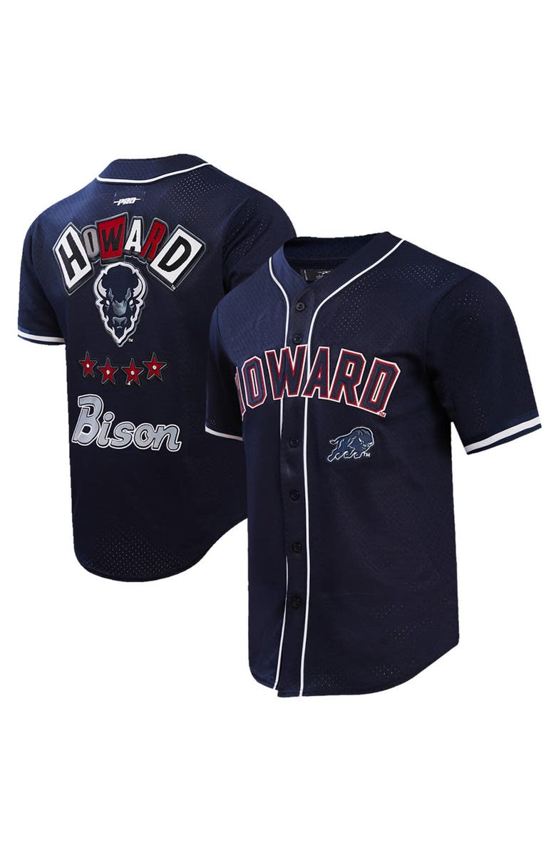 PRO STANDARD Men's Pro Standard Navy Howard Bison Homecoming Mesh Button-Down Shirt, Main, color, 