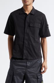 Stone Island Short Sleeve Stretch Cotton Button-Up Shirt