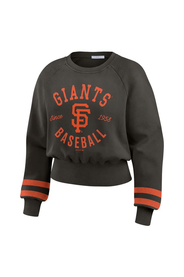 Women's WEAR by Erin Andrews  Black San Francisco Giants Vintage Washed Cropped Pullover Sweatshirt, Alternate, color, Black