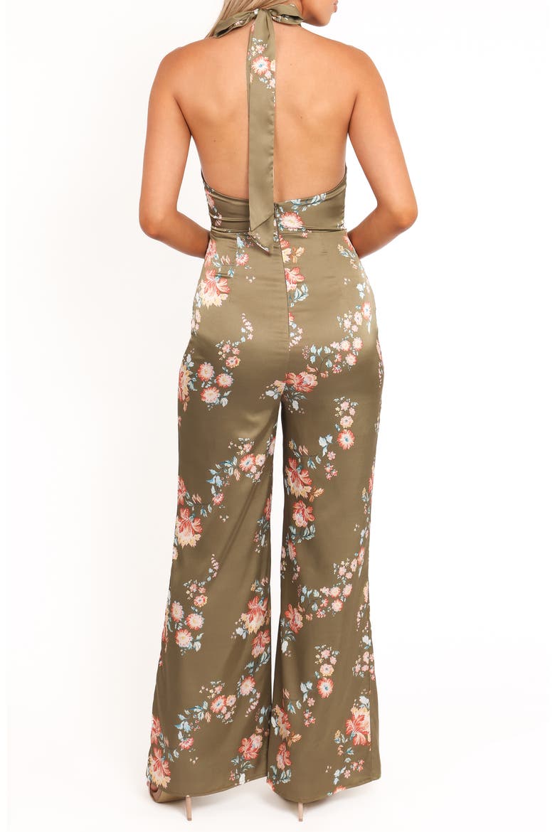 Holly Floral Print Halter Jumpsuit, Alternate, color, OLIVE FLORAL