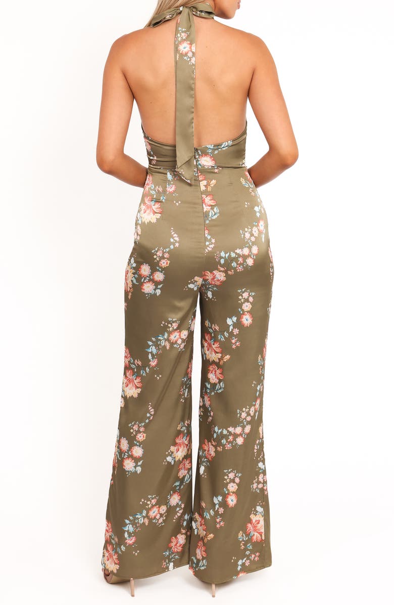 Petal & Pup Holly Floral Print Halter Jumpsuit, Alternate, color, Olive Floral