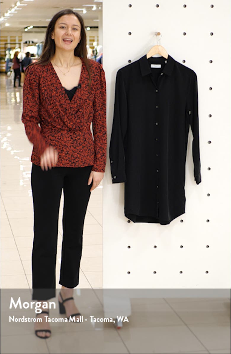 Essential Long Sleeve Silk Shirtdress, sales video thumbnail