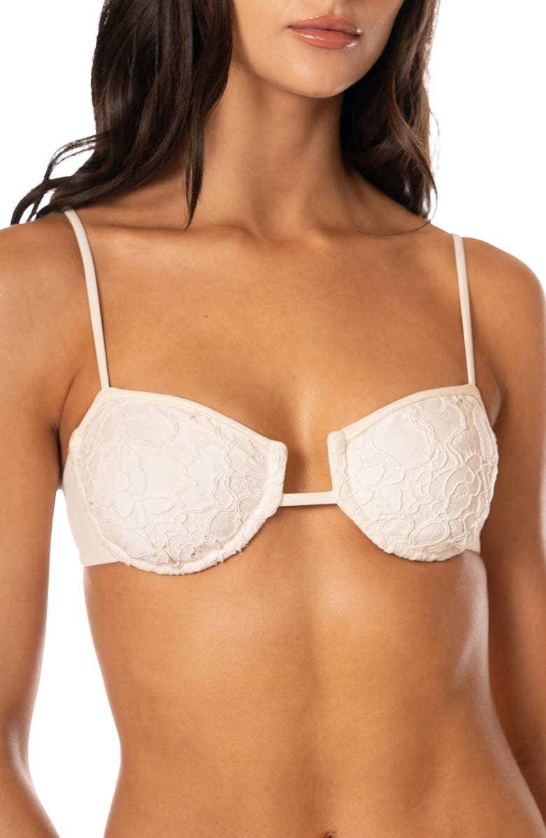 Maaji Amatista Whisper Lace Bikini Top, Alternate, color, Light Beige