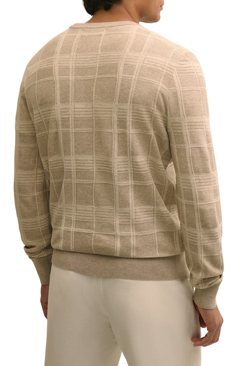 Brooks Brothers Plaid Texture Cotton Sweater, Alternate, color, Beige Tan Plaid