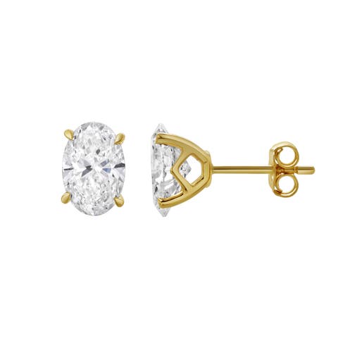 Ellora 14K Gold Lab Grown Oval Solitaire Diamond Earrings - 2.03 Cts