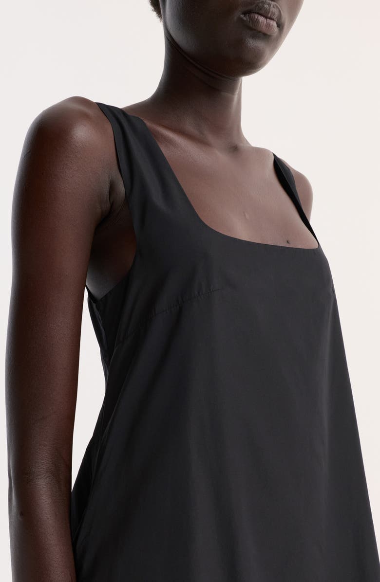 Róhe Balloon Hem Technical Taffeta Midi Dress, Alternate, color, Black