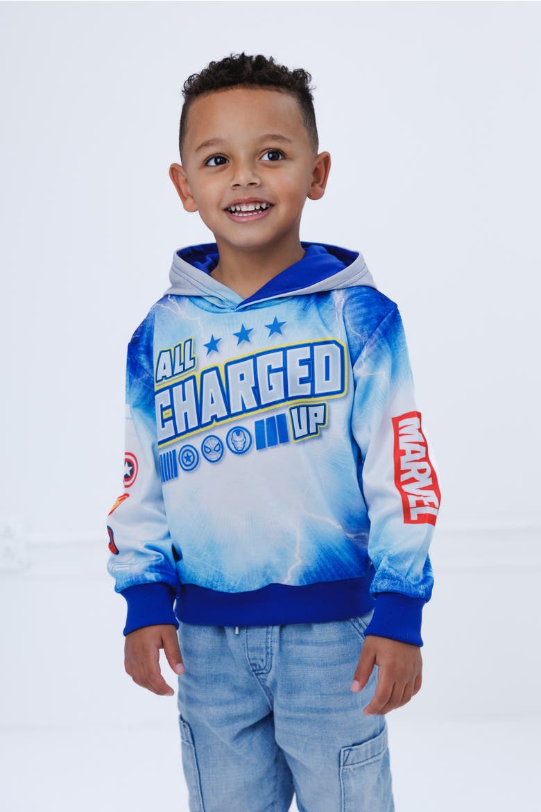 Fleece Pullover Hoodie, Alternate, color, Blue Lightning