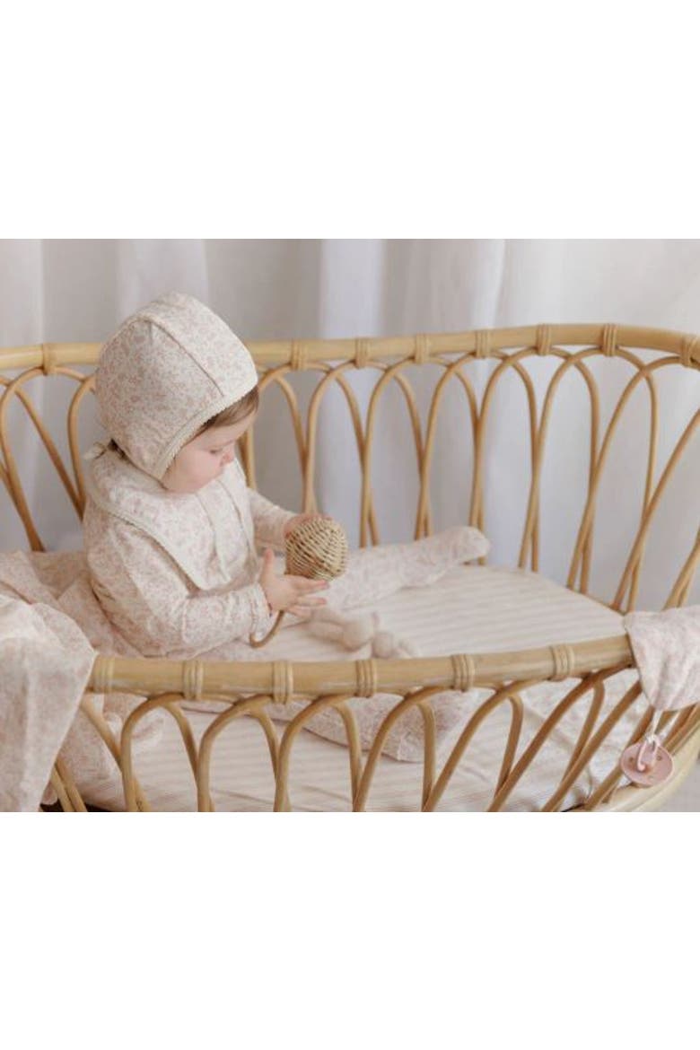 Modal French Terry Vine Collection - Footie + Bonnet, Alternate, color, Ivory/Pink