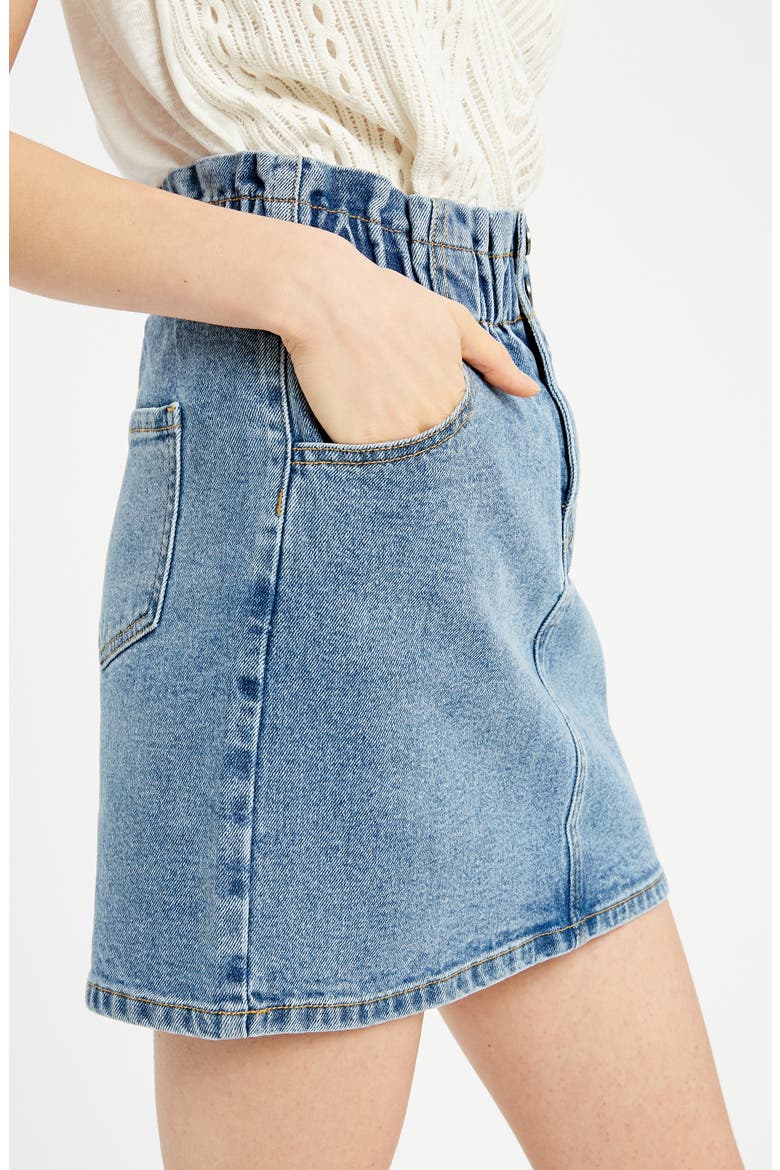 Shirred Waist Denim Skirt, Alternate, color, DENIM