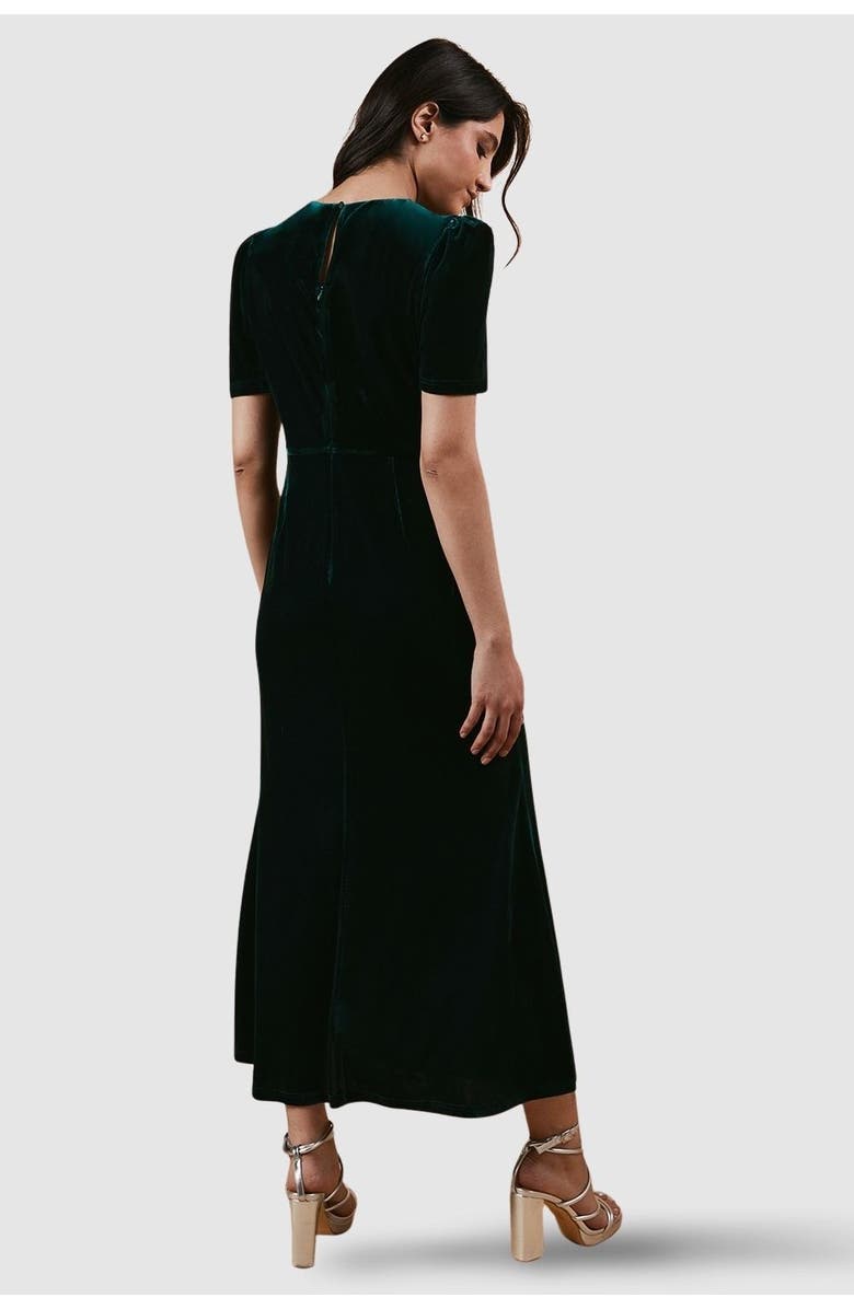Oasis Occasion Velvet Bow Midaxi Dress, Alternate, color, Emerald