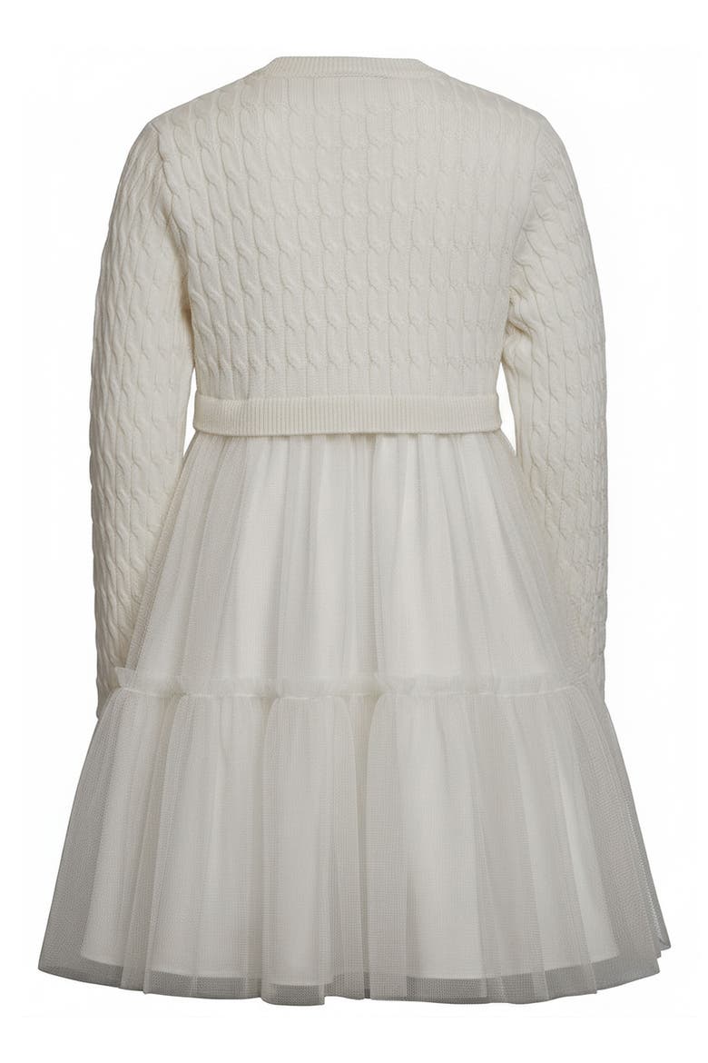 Kids' Mixed Media Long Sleeve Dress, Alternate, color, IVORY