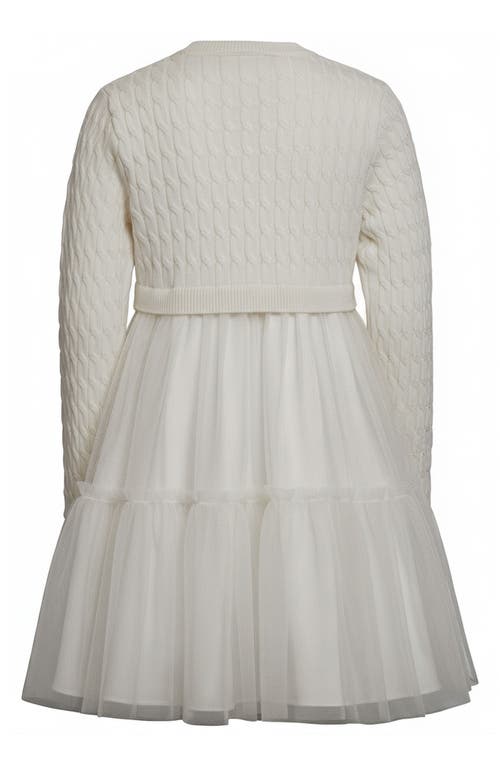 Iris & Ivy Kids' Mixed Media Long Sleeve Dress In White