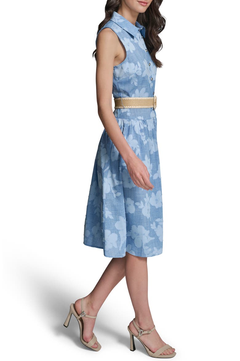 Flora Sleeveless Denim Midi Dress, Alternate, color, MEDIUM WASH