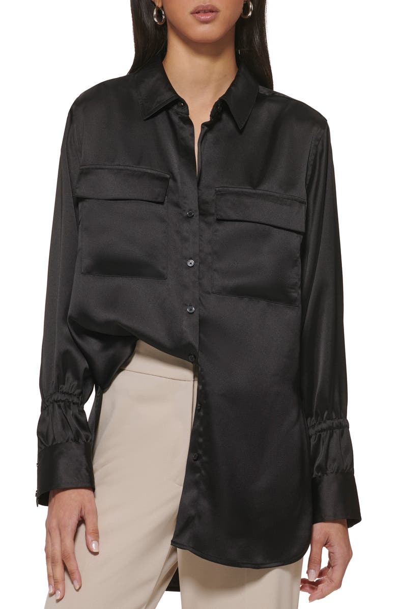 DKNY Long Sleeve Button-Up Shirt, Main, color, 