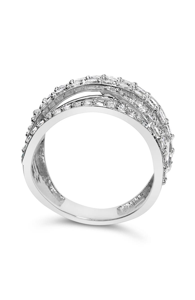 Haus of Brilliance Silver 2.00 Cttw Round-Cut Diamond Overlapping Bypass Band Ring, Alternate, color, Silver