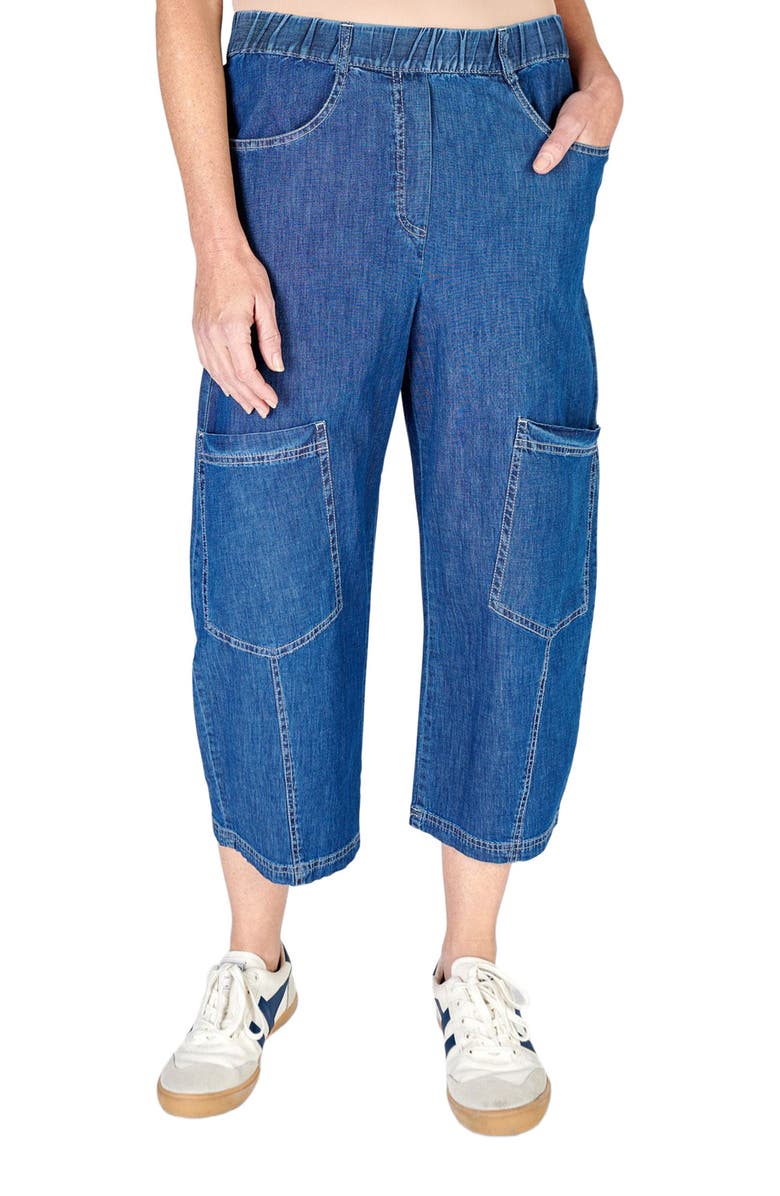 Alembika Denim Capri with knee patch pocket detail, Main, color, 