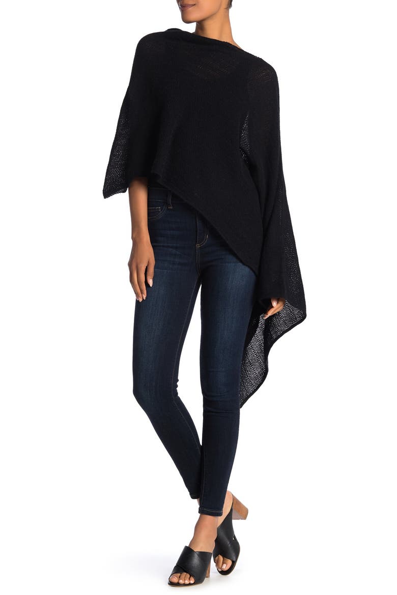 Lightweight Lambswool Cowl Neck Poncho, Main, color, BLACK