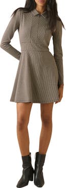 Nobody's Child Corey Houndstooth Check Long Sleeve Minidress