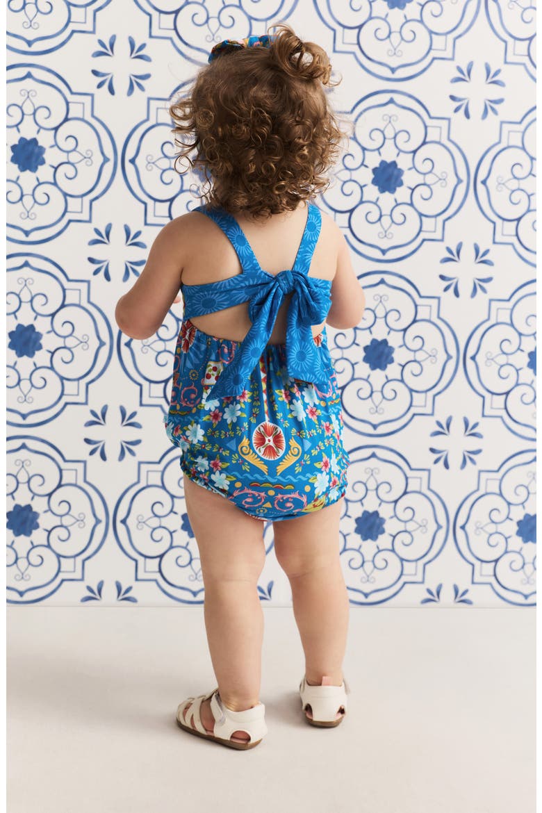 Tie Back Bubble Romper, Alternate, color, BLUE