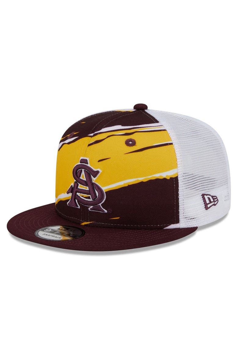 Men's New Era Maroon Arizona State Sun Devils Tear Trucker 9FIFTY Snapback Hat, Main, color, Maroon