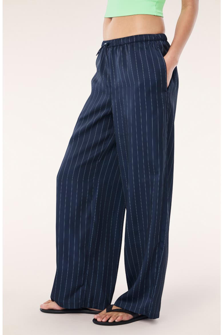 Balance Satin Wide Leg Pants, Alternate, color, DARK NAVY PINSTRIPE