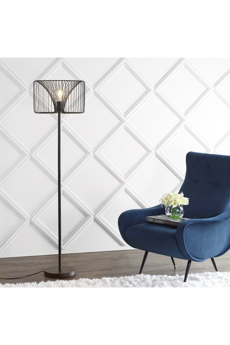 Gridley 61" Metal LED Floor Lamp, Black, Alternate, color, Black