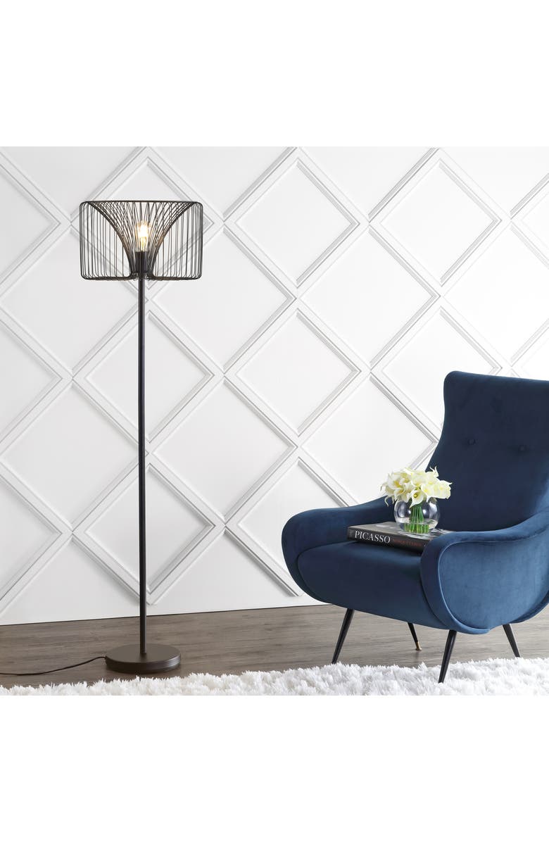 JONATHAN Y Gridley 61" Metal LED Floor Lamp, Black, Alternate, color, Black