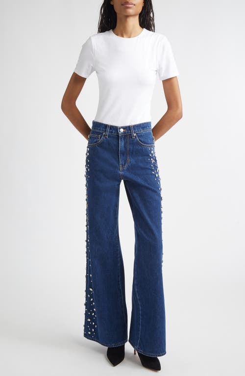 Veronica Beard Kasey Embellished Wide Leg Jeans In Blue
