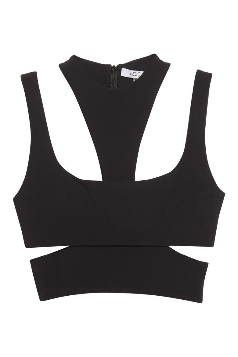 Cutout Detail Stretch Jersey Bralette Top, Main, color, BLACK