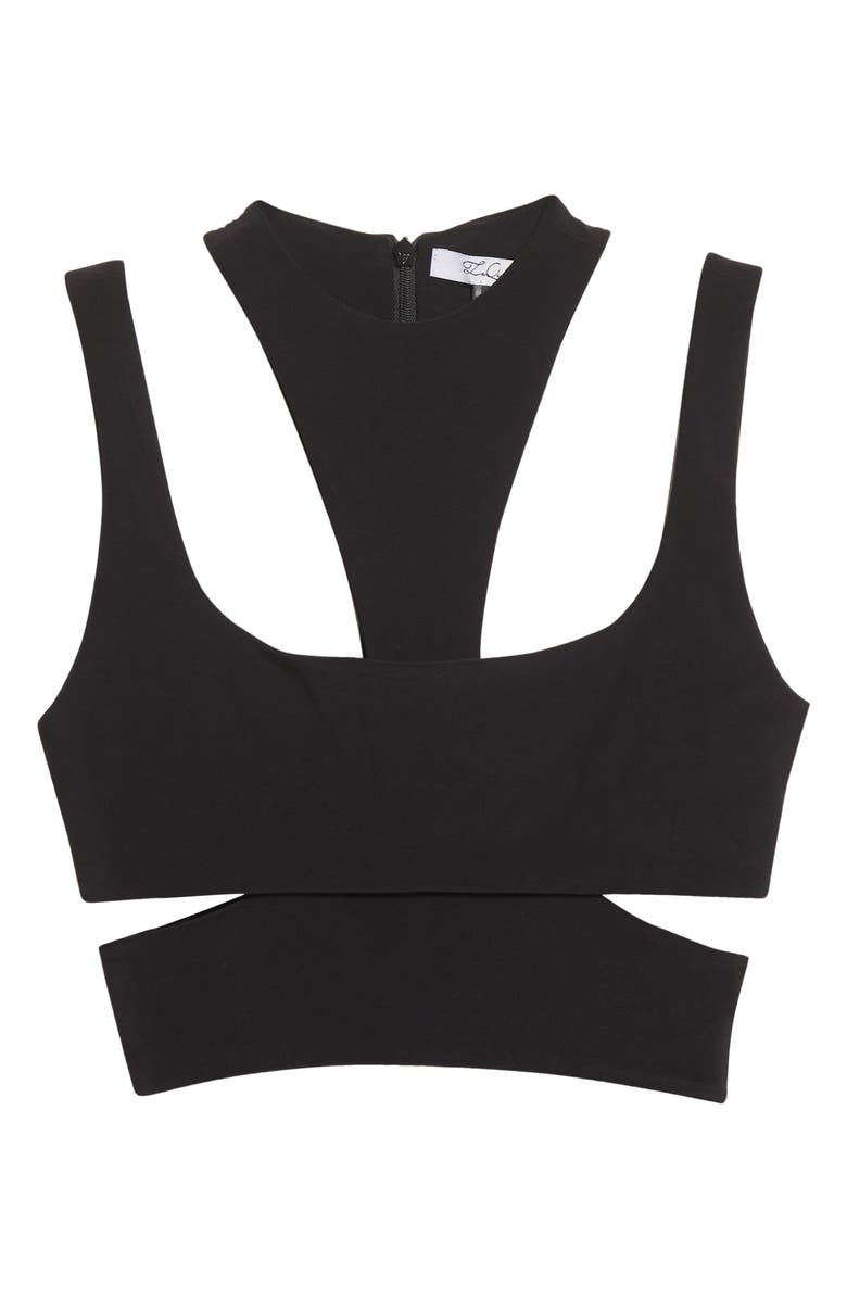 LaQuan Smith Cutout Detail Stretch Jersey Bralette Top, Main, color, 