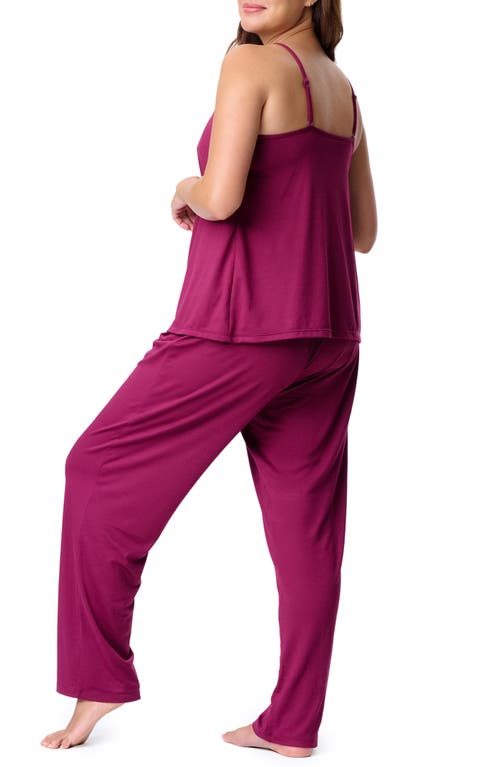 Motherhood Maternity Maternity Sleeveless Swing Nursing Cami With Foldover Waistband Pant Sleep Set In Brown