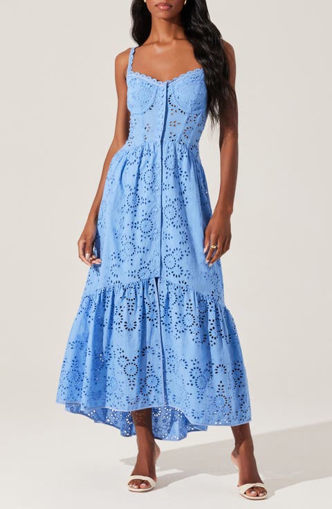 Yamila Cotton Eyelet High-Low Dress