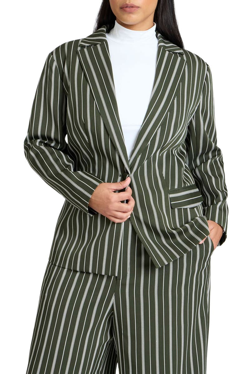 ELOQUII Yarn Dye Stripe Fitted Blazer, Main, color,