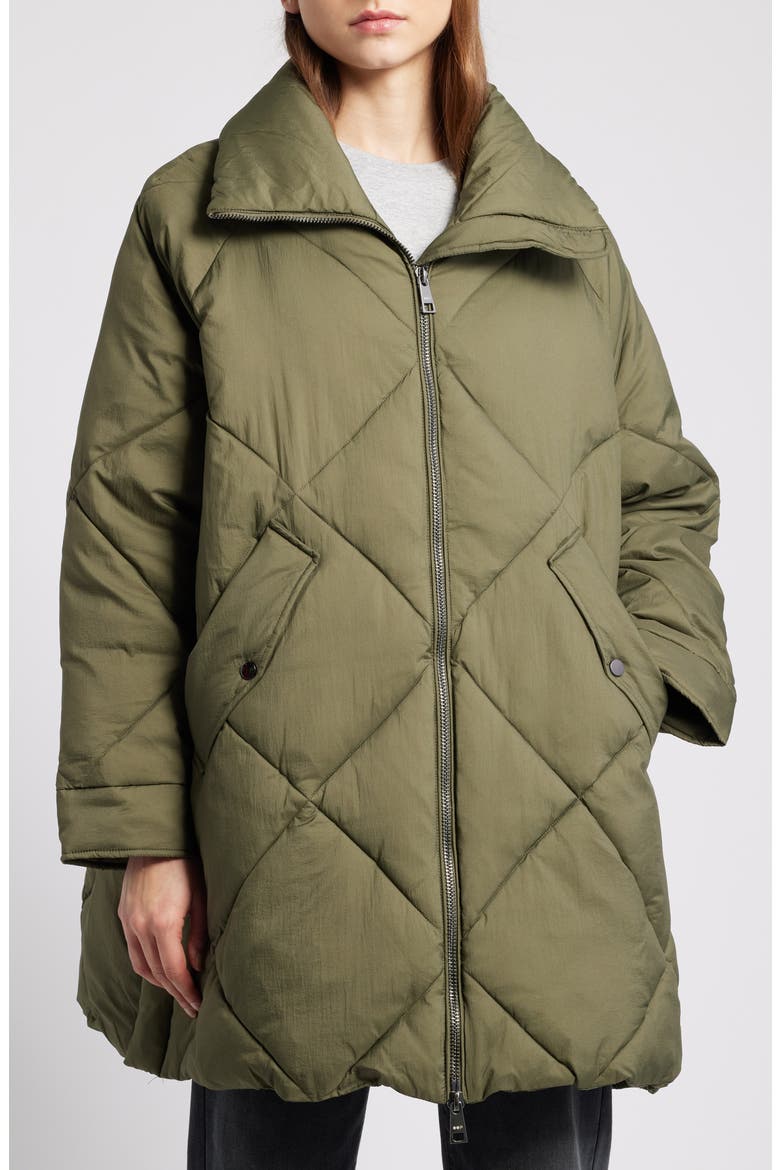 Memory Nylon Water Repellent Quilted Jacket, Alternate, color, MILITARY GREEN