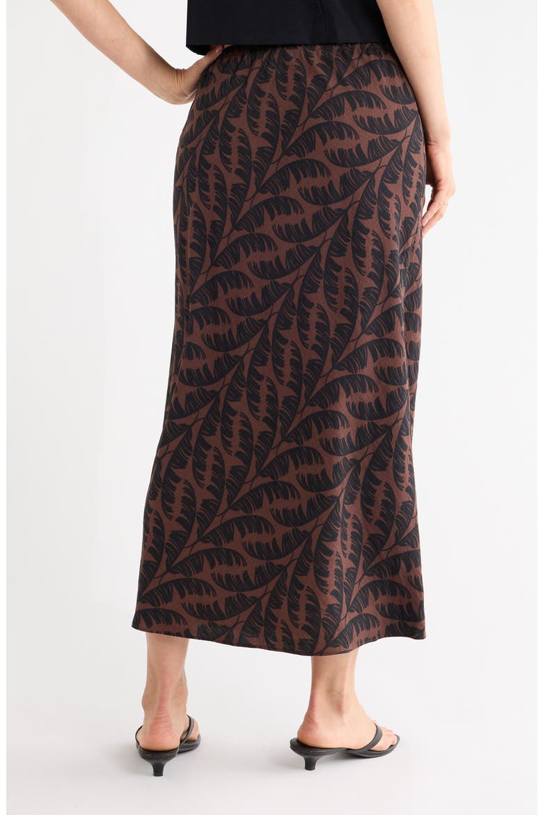 Drawstring Maxi Skirt, Alternate, color, BROWN- BLACK JULIA PALM