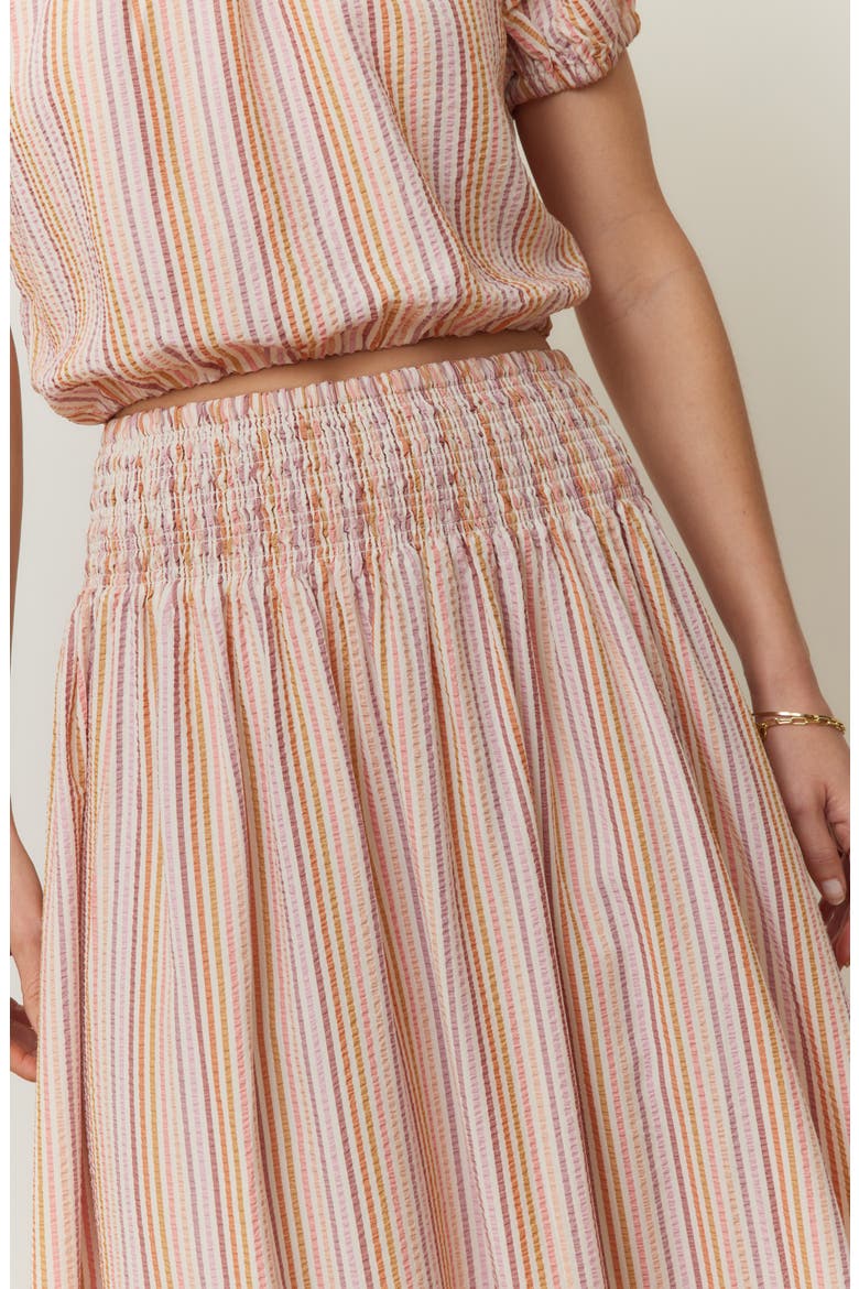Bea Seersucker Midi Skirt, Alternate, color, SUNSET STRIPE